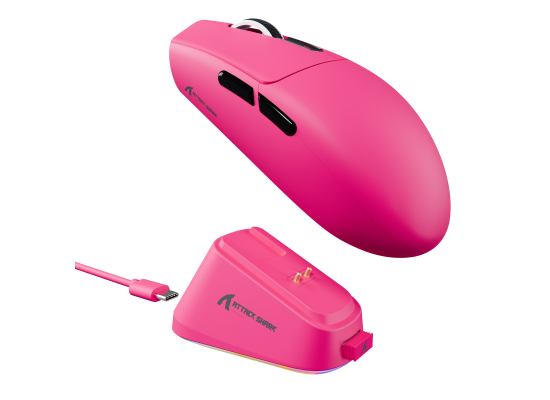 ATTACK SHARK G3 PRO Tri-Mode Wireless Gaming Mouse Berry Red with RGB Charging Dock
